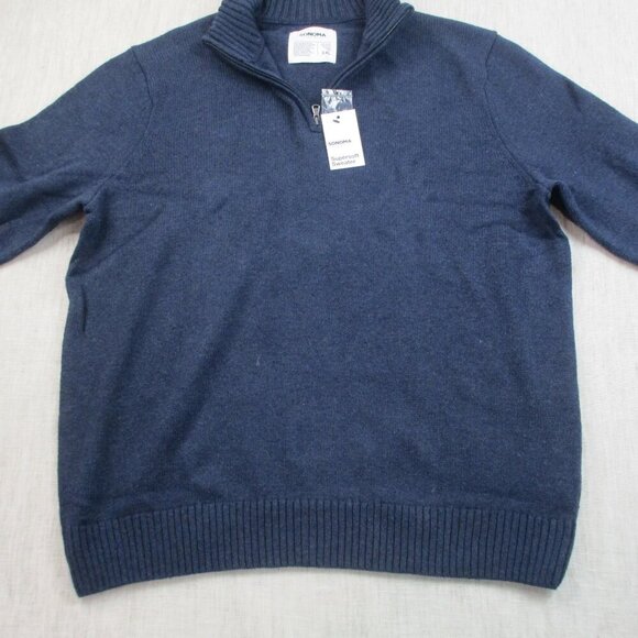 Sonoma Goods for Life Supersoft Sweater Men 2XL Blue Knit Ribbed Hem Quarter Zip - Picture 4 of 11